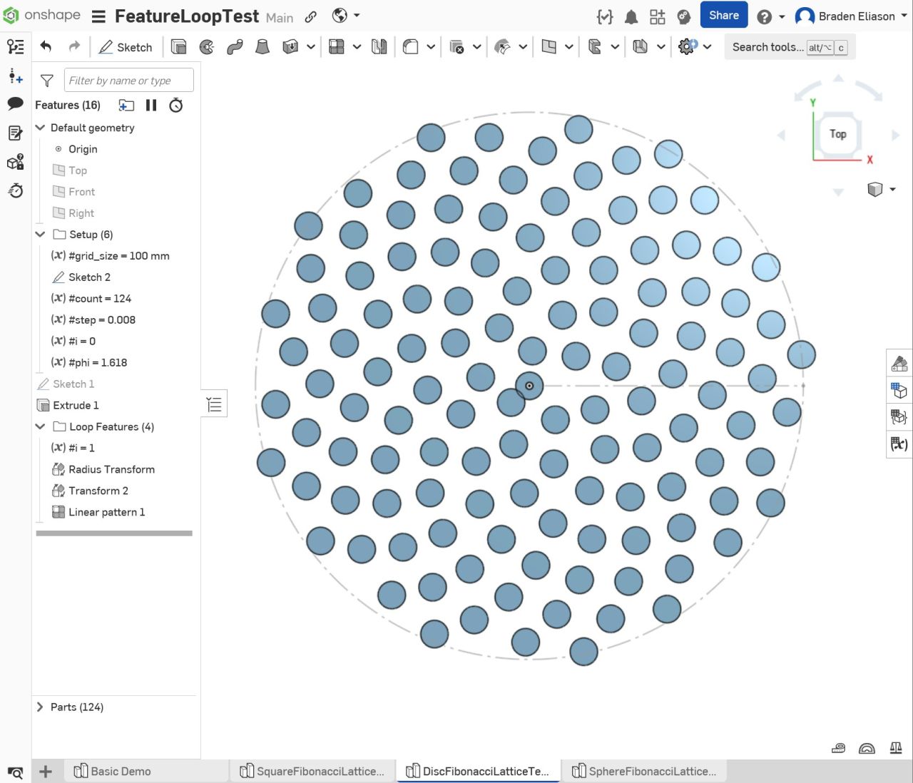Disc pattern with radius driven by the loop variable